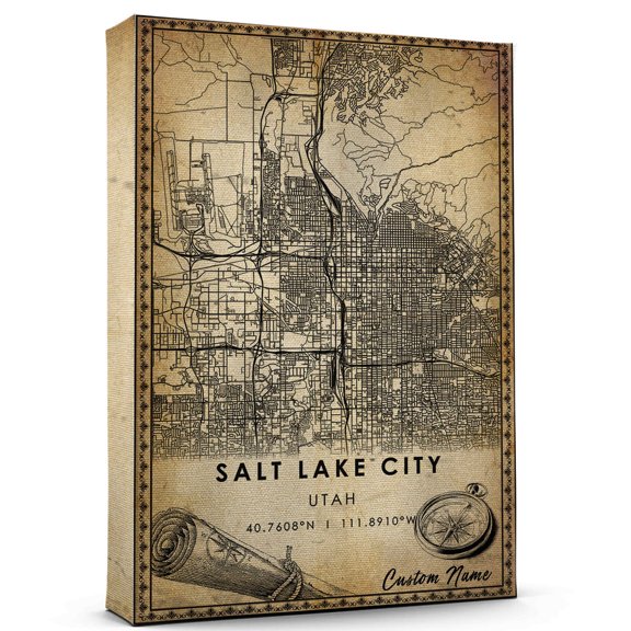 Salt Lake City Map Poster, Utan Map Art Poster, Canvas, Salt Lake City road map style Watercolor art Poster, Salt Lake Map City Canvas - 89AZ1435