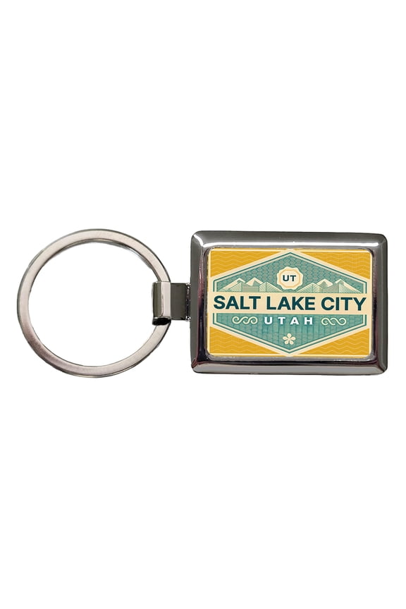 Salt Lake City UT Utah Travel Vacation Stamp Metal Rectangle Keychain