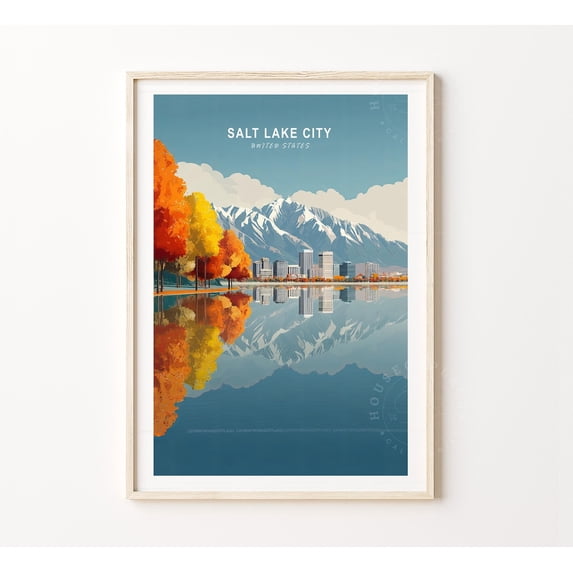 Salt Lake City United States Travel Wall Art, Stretched Canvas 12x16in