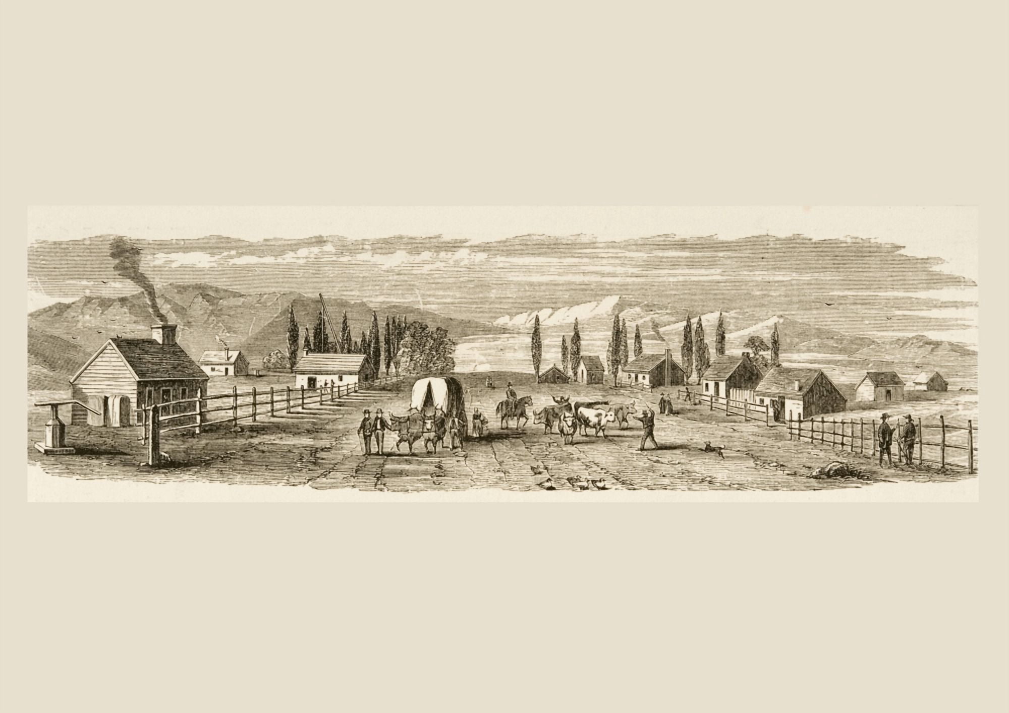 Salt Lake City Utah In 1850 From American Pictures Drawn With Pen And Pencil By Rev Samuel Manning Circa 1880 Canvas Art - Ken Welsh Design Pics (16 x 11)