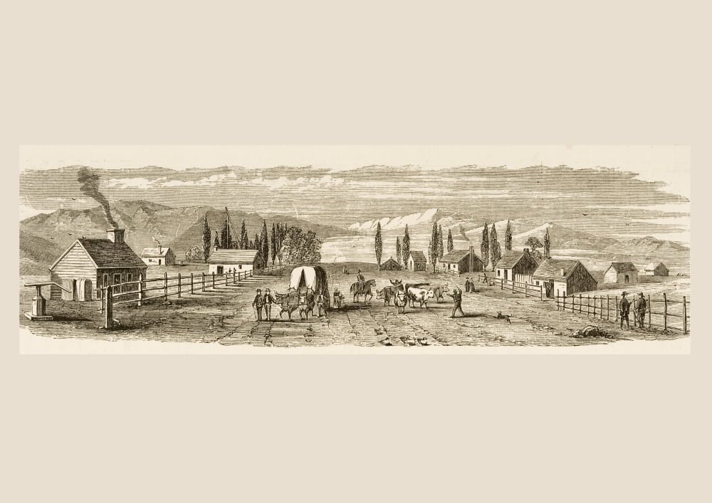 Salt Lake City Utah In 1850 From American Pictures Drawn With Pen And Pencil By Rev Samuel Manning Circa 1880 Canvas Art - Ken Welsh Design Pics (32 x 22)