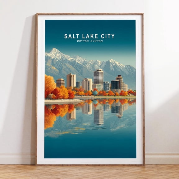 Salt Lake City Utah Urban Landmark Print, Unframed Paper Print Size 8x12