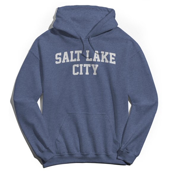 Salt Lake City V2 Graphic Navy Heather Men's Cotton Pullover Hoodie