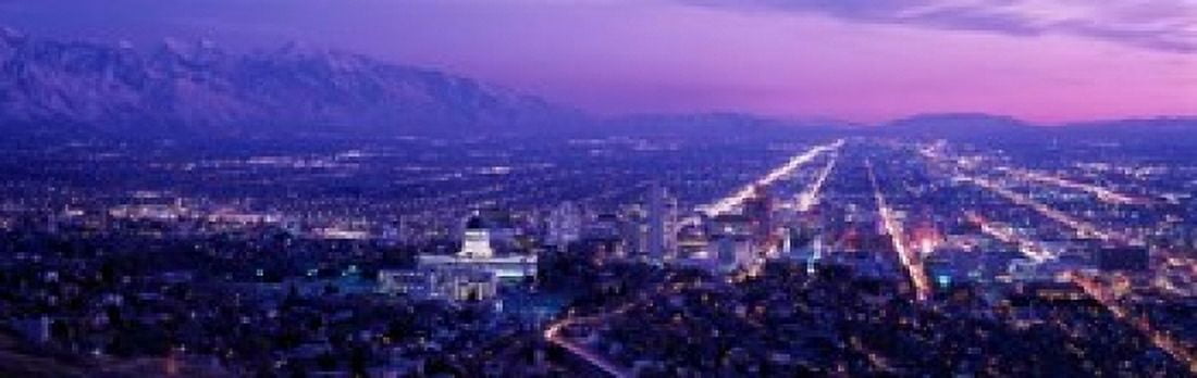 Salt Lake City at Night Utah Canvas Art - Panoramic Images (38 x 12)