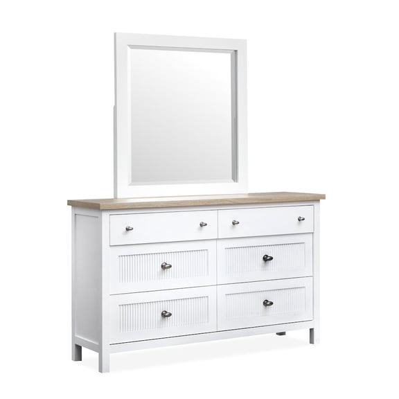 Salt Life Home Windmill Harbour White Whisp And Sand Double Drawer Dresser With Portrait Mirror