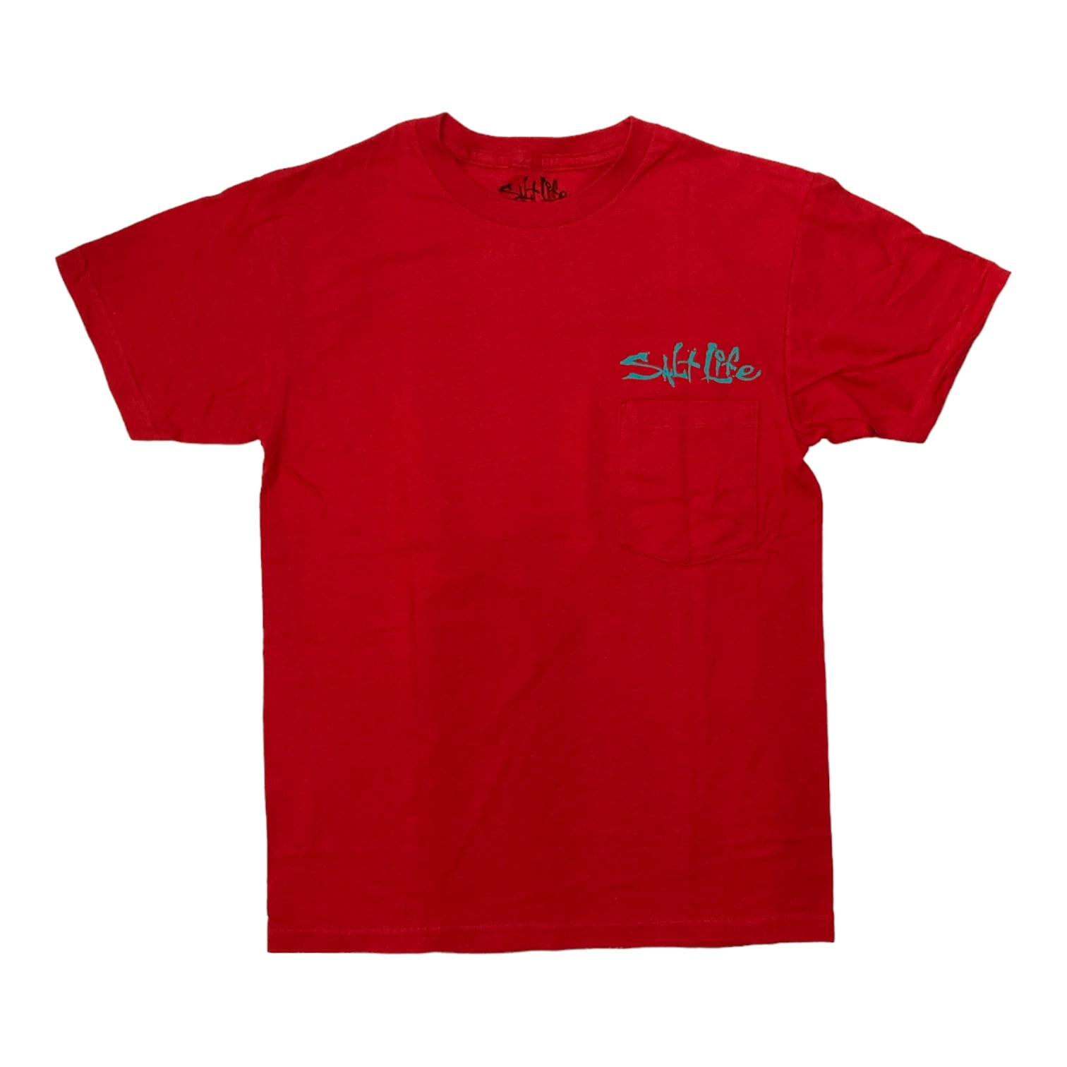 Salt Life Men's Front Pocket Graphic Print Short Sleeve T-Shirt (Red/Water  Fix, S) 