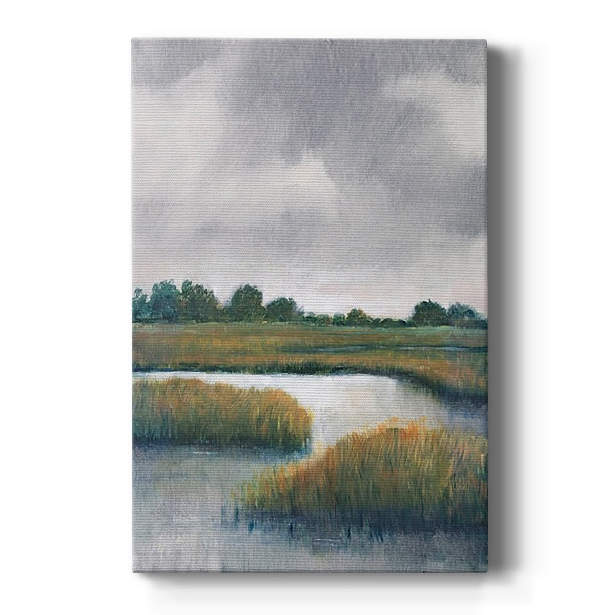 Salt Marsh Landscape Canvas Art in Gray and Green