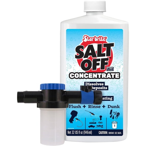 Salt Off Kit Applicator & 32 OZ Concentrate for Marine Engine Flush & Salt Removal on Boats, Trailers, Fishing Gear, Dive Equipment, and More