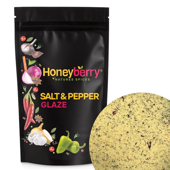 Salt & Pepper Glaze 100g - BBQ Rubs and Seasoning for Meat Chicken Beef Pork Lamb Fish Burger Sausage Cheese Vegetable Tofu - All Purpose Dried Spices Powder Blend - Mixed Barbecue Rub Grill Marinade