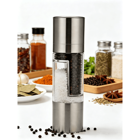Salt & Pepper Grinder - Adjustable Coarseness Mill, Dual Refillable Design for Home, Camping & BBQ