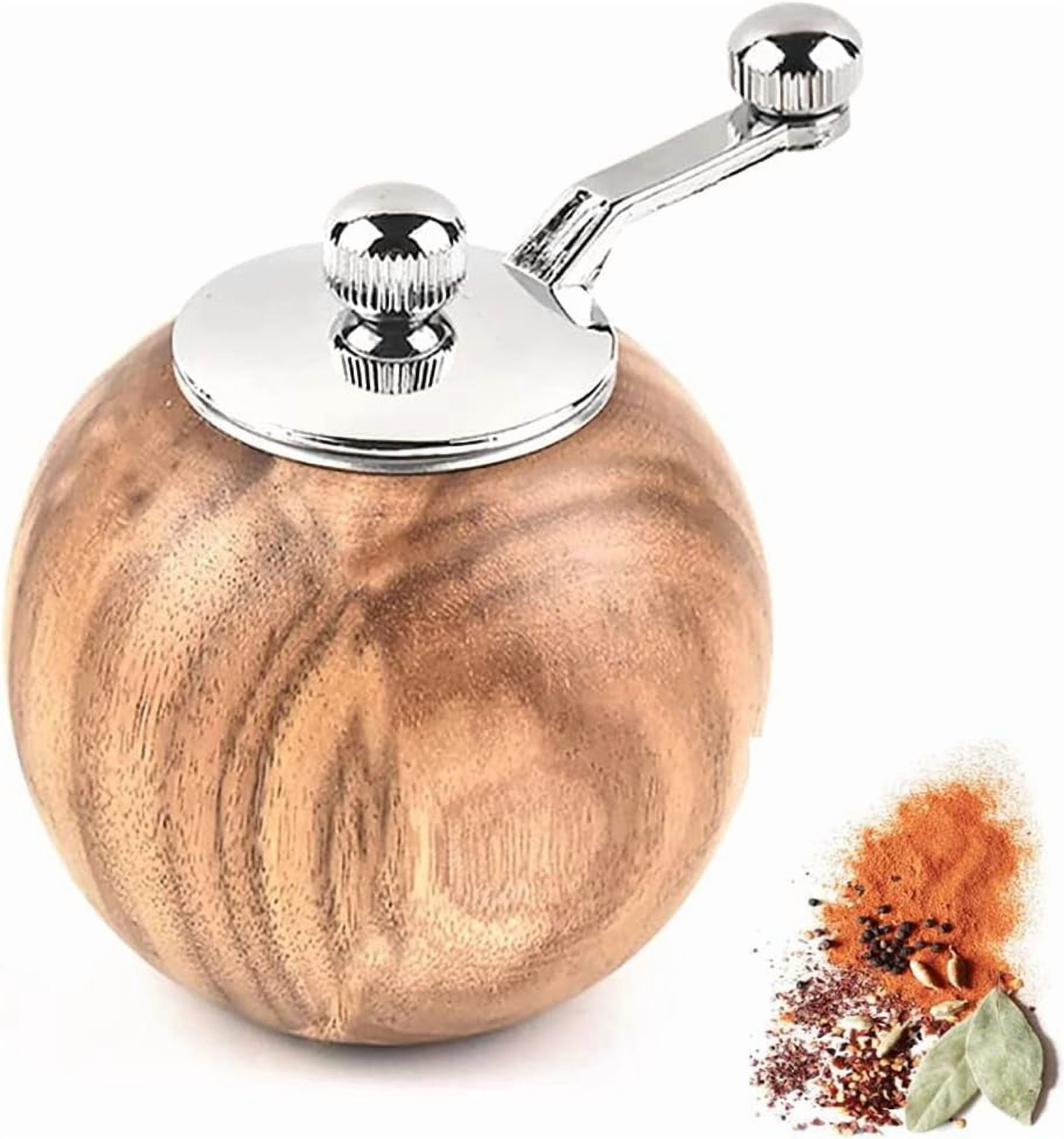 Salt Pepper Grinder, Manual Salt And Pepper Mill Wooden Refillable Ceramic Grinding Cores