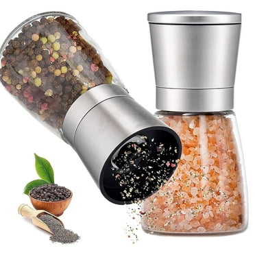 Fixdono Salt or Pepper Grinder, Manual Spice Mill, Refillable Pepper Mill Grinder, Stainless Steel, Adjustable Coarseness, 180ml/6oz, Perfect for Peppercorn, Salt or Spice