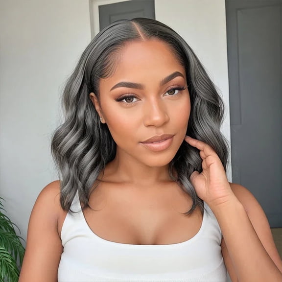 Salt & Pepper Human Hair Wigs for Women, Loose Wave, Grey, Glueless Lace Front Wigs, 5x5 Closure, Pre Plucked