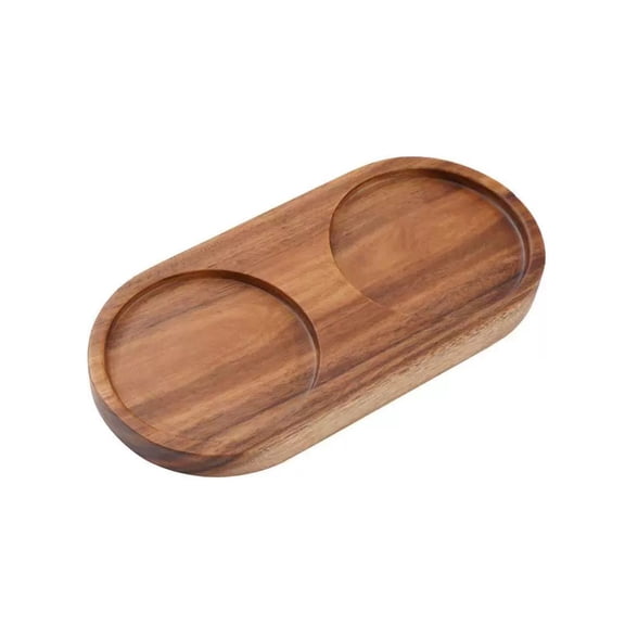 Salt and Pepper Mill Tray, Salt and Pepper Shaker Container Holder, Acacia Wood Tray Kitchen Storage Holder fit Many Mills and Shakers Multi-Functional Kitchen Storage Accessory, 1Pc(Coffee,5.7x2.6")