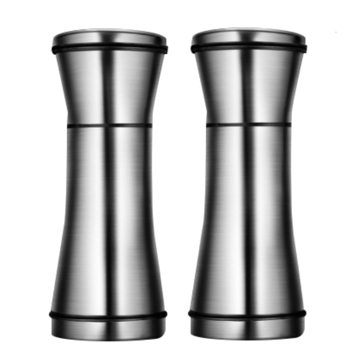 Salt and Pepper Mills Set Stainless Steel with Adjustable Ceramic