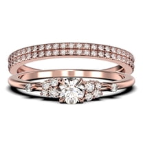 Salt And Pepper Minimalist 1.75 Carat Round Cut Diamond Moissanite Engagement Ring, Dainty Wedding Ring in 10k Solid Rose Gold, Promise Ring, Anniversary Ring, Trio Set, Matching Band