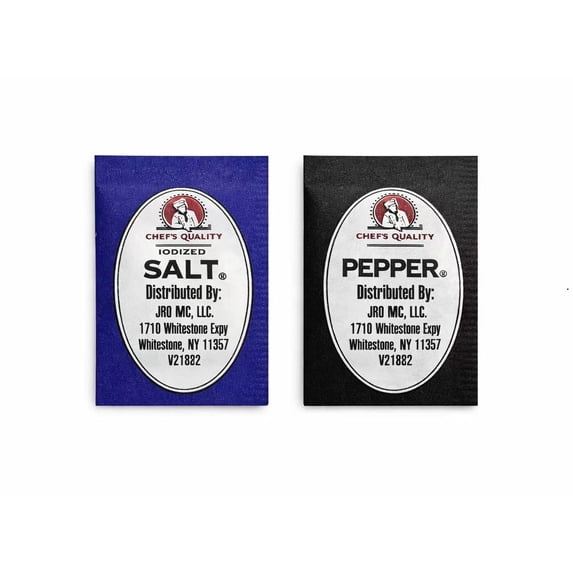 Salt and Pepper Packets - 250 Pack Iodized Salt, 250 Pack Pepper Combo, Total 500 Individual Wrapped Packets, 250 of Each, For Travel, Camping, Everyday Use