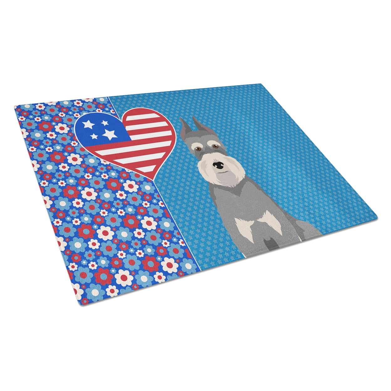 Salt Pepper Schnauzer Glass Cutting Board Large 12 in x 15 in