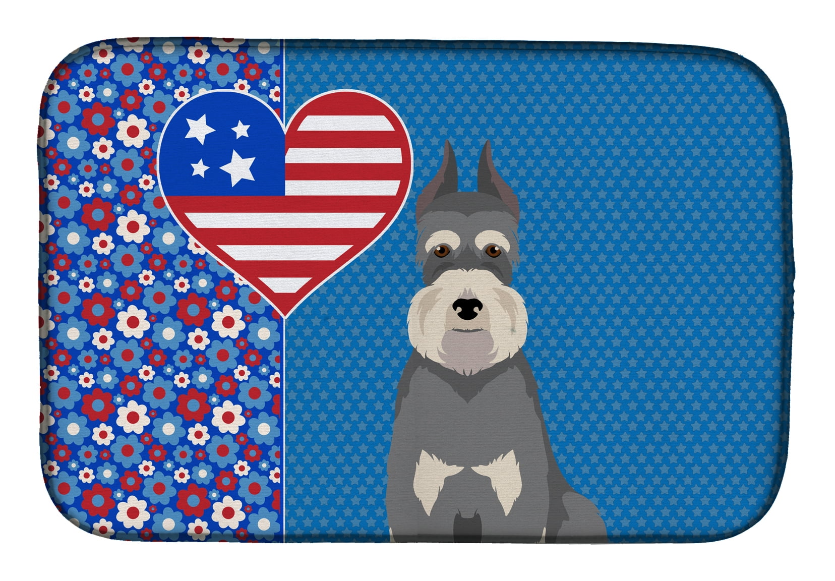 Salt Pepper Schnauzer USA American Dish Drying Mat