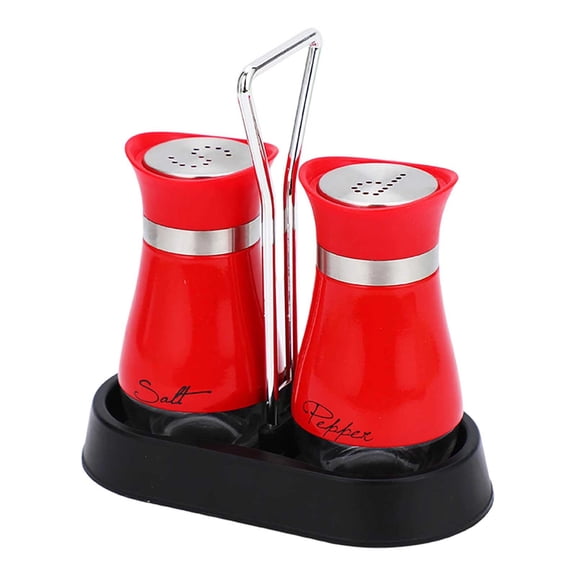 Salt and Pepper Shaker Set, Stainless Steel with Glass Bottles, Suitable for Dining Tables, Motorhomes, Camping, Barbecues, Set of 2 + Seasoning Rack,D,11.2x5.8cm