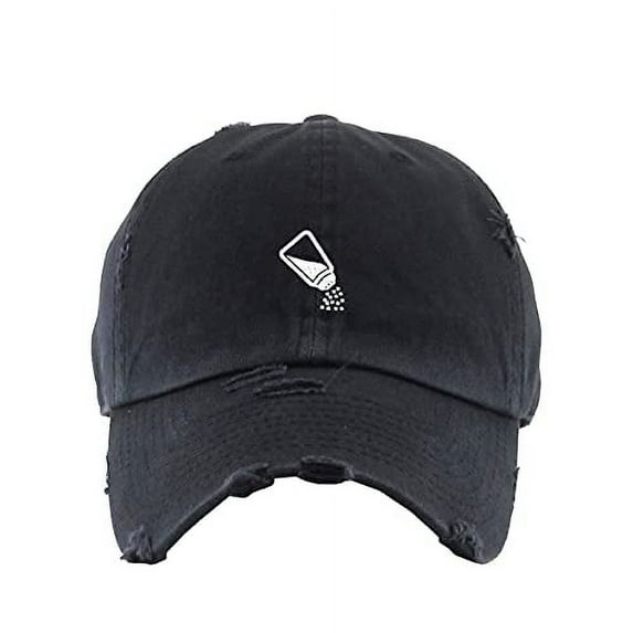Salt Pepper Shaker Vintage Baseball Cap Embroidered Cotton Adjustable Distressed Dad Hat Brush Black