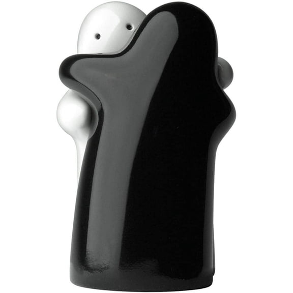 Salt and Pepper Shakers Cute Decorative Novelty Hugging Shakers Couple Set Black and White Modern and Vintage Hug Design Easy to Refill and Dispenser Shaker Set