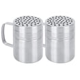 thumbnail image 1 of Salt and Pepper Shakers with Handle, Kitchen Stainless Steel Salt Shaker Seasoning Bottle Container Rub Spice Dispenser with Lid Holes for Salt/Pepper/Cinnamon/Powder Sugar/BBQQuantity:2 Pieces;, 1 of 5