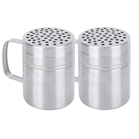 Salt and Pepper Shakers with Handle, Kitchen Stainless Steel Salt Shaker Seasoning Bottle Container Rub Spice Dispenser with Lid Holes for Salt/Pepper/Cinnamon/Powder Sugar/BBQQuantity:2 Pieces;