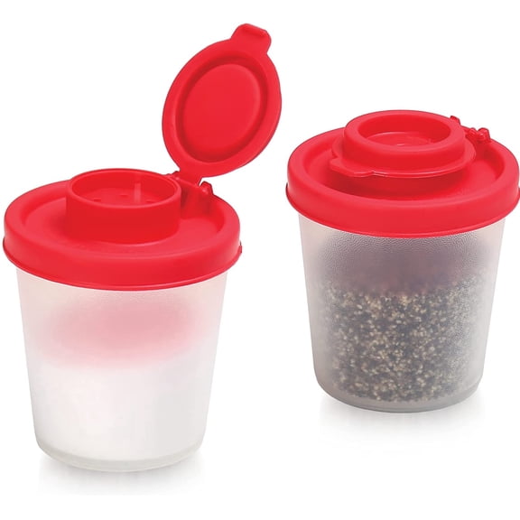 SIGNORA WARE 3 oz Salt and Pepper Shakers Airtight Spice Set 2 Pack Red
