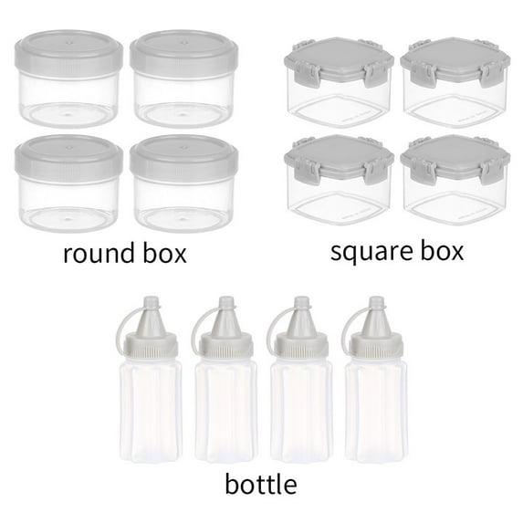 Salt and Pepper Shakers Moisture Proof Set of 4 Small Mini Salt Shaker to go Camping Picnic Outdoors Kitchen Lunch Boxes Travel Spice Set Clear Seasoning Box Squeeze Bottle Spice Jar Dispenser