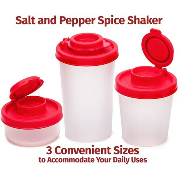 Salt and Pepper Shakers for Picnics, Camping, Lunch Boxes BPA Free Airtight Mini Salt and Pepper Shakers Set of 3 Salt and Pepper Shakers in Various Sizes