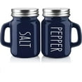 thumbnail image 1 of Salt and Pepper Shakers Set, 4 oz Cute Modern Glass Shaker Sets with Stainless Steel Lids, Blue Kitchen Decor and Accessories for Home Restaurants Weddings, 1 of 7