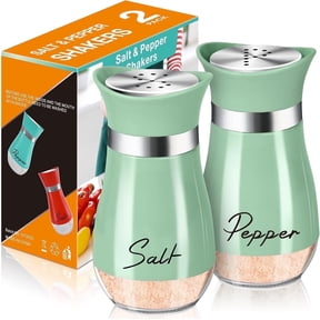Dompilc 2PC Salt and Pepper Shaker Set – 4oz Glass-Bottom Design with Stainless Steel Lid, Refillable