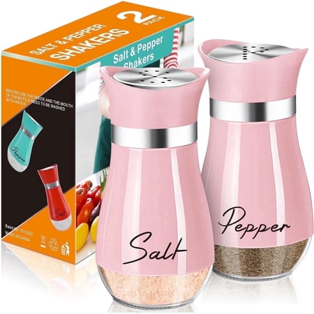 Dompilc 2PC Salt and Pepper Shaker Set – 4oz Glass-Bottom Design with Stainless Steel Lid, Refillable