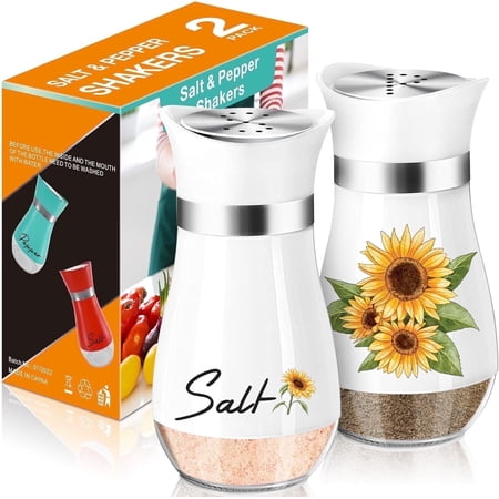 Dompilc 2PC Salt and Pepper Shaker Set – 4oz Glass-Bottom Design with Stainless Steel Lid, Refillable
