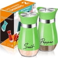 thumbnail image 1 of Dompilc 2PC Salt and Pepper Shaker Set – 4oz Glass-Bottom Design with Stainless Steel Lid, Refillable, 1 of 8