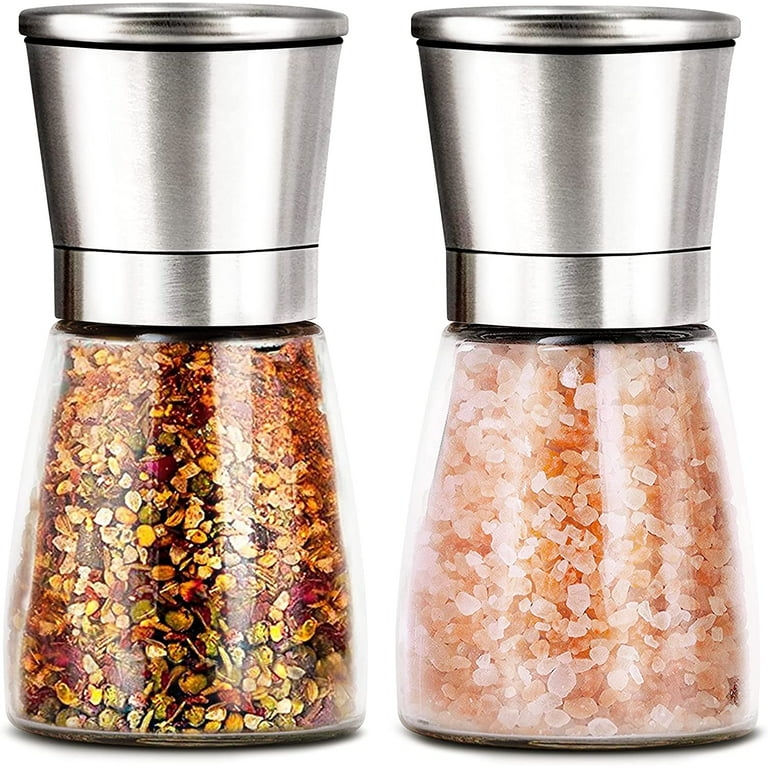 Willow & Everett Salt and Pepper Grinder Set - Stainless Steel Refillable  Salt & Peppercorn Shakers