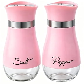 Salt and Pepper Shakers Set, 4oz Glass Bottom Salt Pepper Shaker Containers with Stainless Steel Lid for Kitchen Cooking, BBQ, Bar, Table, RV, Camp