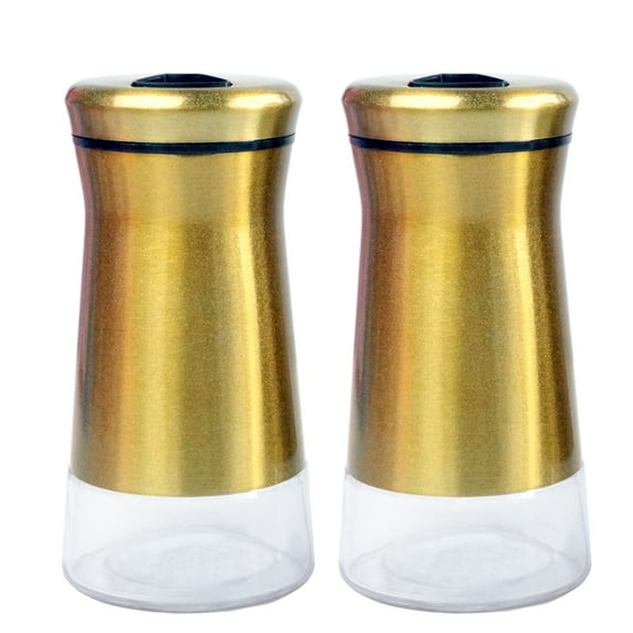 Salt & Pepper Shakers Stainless Steel Cover Glass Bottom With Rotating Cover - Spice Sugar Shakers