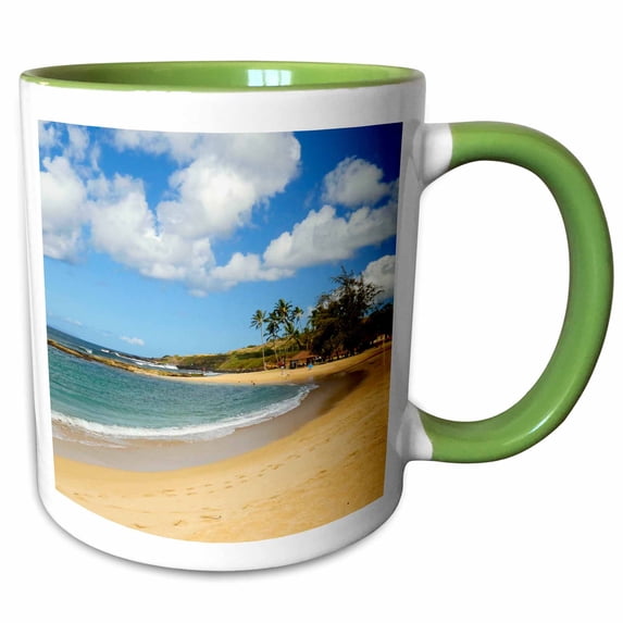 3drose, Salt Pond Beach, Park, Hanapepe, Kauai, Hawaii, 15oz Two-tone Green Mug