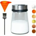 thumbnail image 1 of Salt Shaker or Pepper Shaker with Adjustable Pour Holes, 4inch Small Glass Bottle Spice Dispenser with Stainless Steel Lid for Himalayan Salt, Table Fine Corse Sea Salt, Black Pepper, 1 of 6
