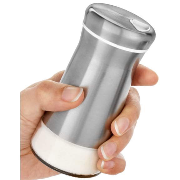 Salt Shaker or Pepper Shaker with Adjustable Pour Holes - Elegant Stainless Steel Spice Dispenser - Perfect for Himalayan, Table Salt, White and Black Pepper (Salt Shaker)