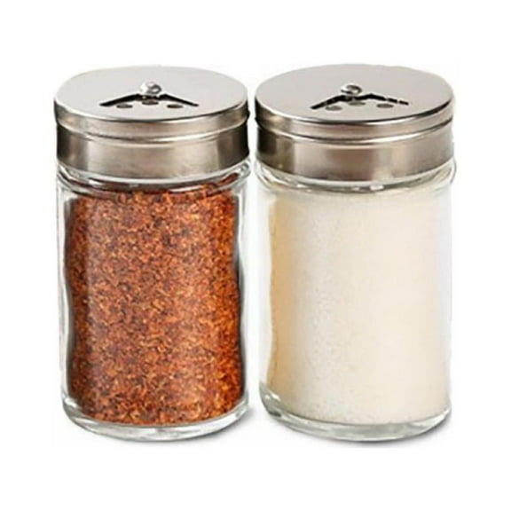 Salt Shaker or Pepper Shakers Spice Dispenser with Adjustable Pour Holes Glass Set of 2 Bottle