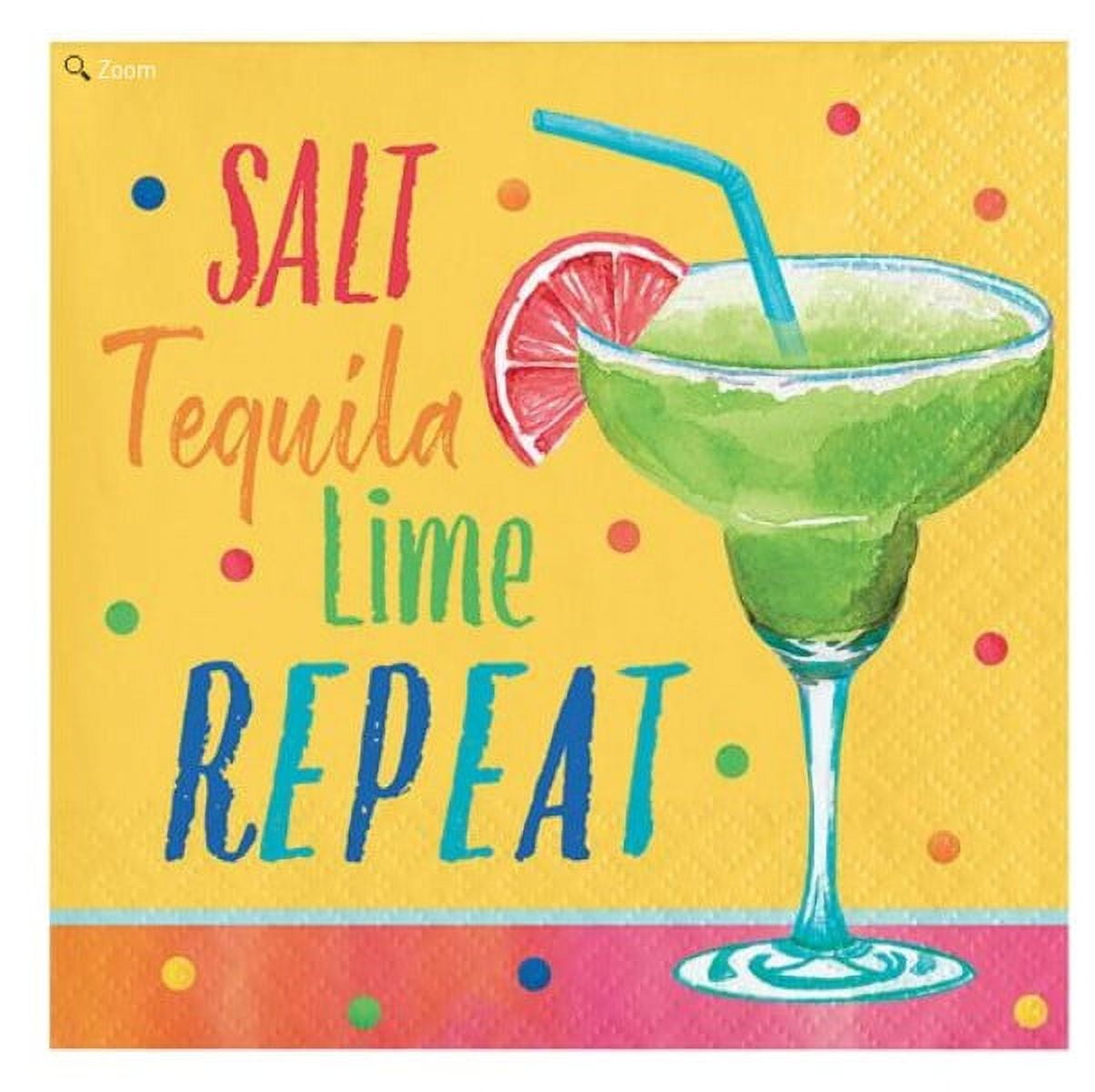 Salt Tequila Lime Repeat! Cocktail 16 Ct Beverage Napkins Happy Hour