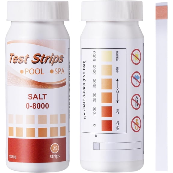 Salt Test Strips for Testing Sodium Chloride Content in Pool and Spa, 0-8000 ppm, Saltwater Pool Test Strips, Measure Salt Level in Saltwater Chlorine Generator Pool System, Salt Test Kits