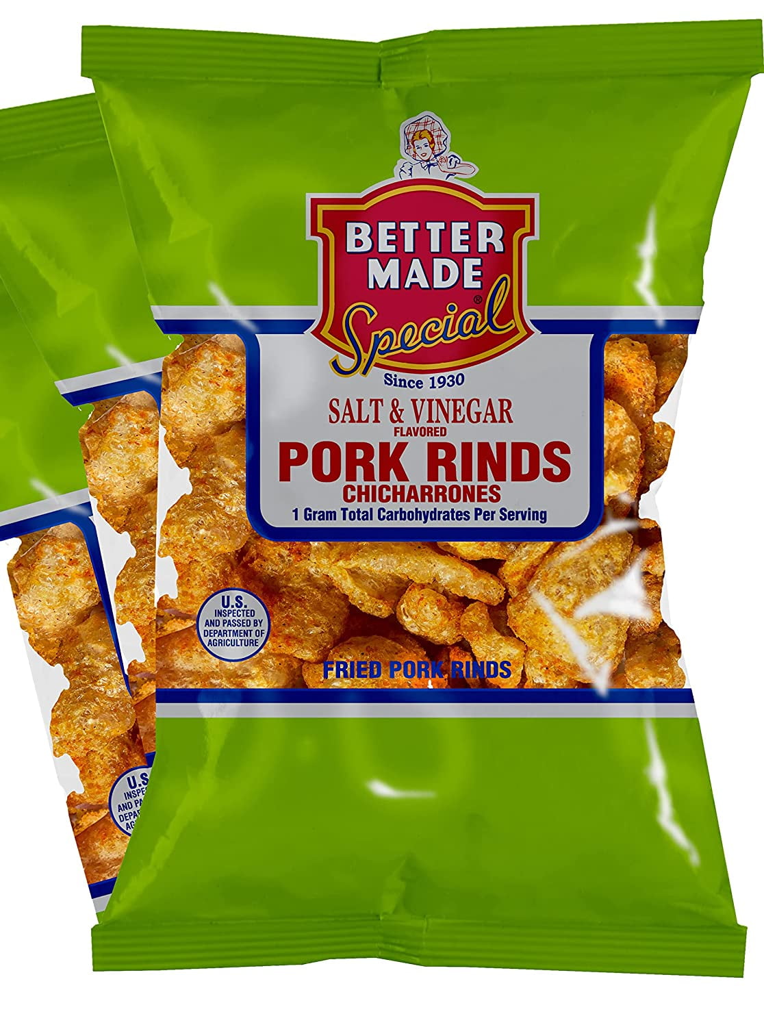 Salt Vinegar Flavored Pork Rinds Chicharrones - 8-Pack - 2.5oz Bags ...