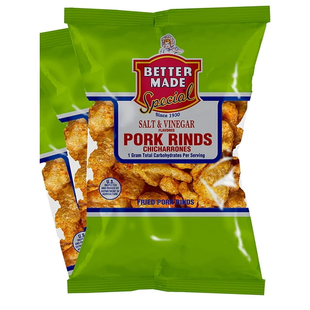 Salt Vinegar Flavored Pork Rinds Chicharrones 8Pack 2.5oz Bags