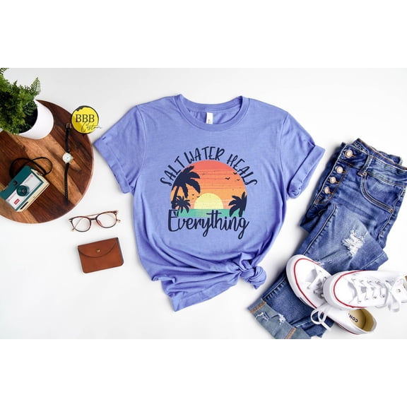 Salt Water Heals Everything Shirt: Summer Beach Vacation Tee TSHIRT All Size S-5XL