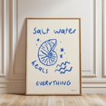 Salt Water Heals Everything Wall Art Print, Blue Seashell Mediterranean ...