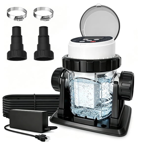 Salt Water Pool Chlorinator System - Built-in Salinity Sensor, Smart All-in-One Design, Plug-in Salt Chlorine Generator for Above Ground Pools up to 5,000 Gallons,Easy to Set-Up